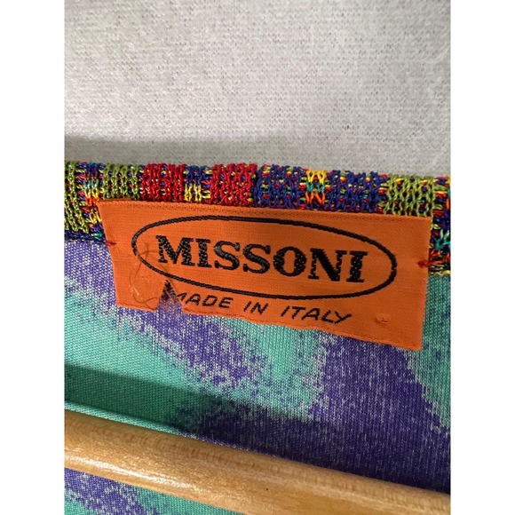 Missoni Silk Jersey Patchwork Knit Top Pants Set Vibrant Late 80s VTG 46/12–14 - Picture 7 of 12